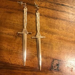 Rose gold Pamela love dagger earrings